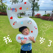 韩国32寸超大铝箔贴纸，生日数字气球套餐男孩子，周岁派对拍照道具