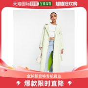 香港直邮潮奢missguided女士，missguideddogtooth正装绿色大衣