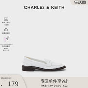 charles&keith春夏女鞋ck1-70380878女士，缝线饰低跟乐福，鞋单鞋女