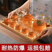 茶壶日式玻璃花茶壶套装耐高温煮茶壶功夫茶具茶杯茶盘托盘泡茶壶