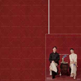 影楼婚纱高级红色油画布纹理，背景室内油画摄影背景，新中式复古背景