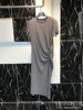 褶皱显瘦气质设计感铁灰色纯棉圆领宽松短袖T恤 连衣裙 女夏 长裙
