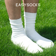 easysocks细条纹长筒袜粗线袜子堆堆，袜日系cityboy春秋白色针织袜