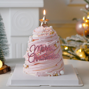 小红书同款许愿树圣诞树蛋糕，装饰水钻圣诞快乐插牌五角星蜡烛装扮