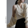Warmo 一片式披肩2023秋季羊毛针织衫慵懒蝙蝠袖气质两件套上衣女