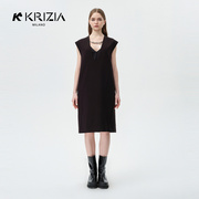 kkrizia2023夏季黑色，无袖高腰背心连衣裙高级感小黑裙，a字裙