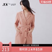 【商场同款】LILY2021秋女装气质款修身系带短袖西装式连衣裙