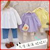 小女孩宝宝儿童春秋装韩版糖果，色纯棉花边，领宽松裙式娃娃衬衫上衣