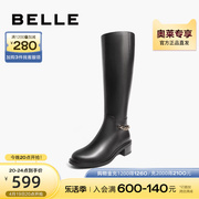 百丽骑士靴女冬季长筒靴子商场同款真皮粗跟长靴BP374DG2