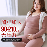孕妇睡衣秋衣秋裤，加肥加大200斤产后哺乳月，子服棉毛衫打底超大码