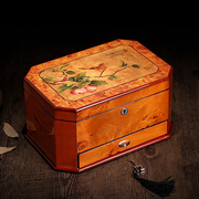 高档钢琴漆烤漆实木首饰盒珠宝首饰收纳盒木质多层首饰收藏盒带锁