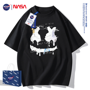 NASA联名短袖t恤男潮牌男女学生情侣装ins棉花糖夏季纯棉t桖
