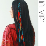 波西米亚民族风头饰脏辫子头绳，藏族假发饰品，编发绳羽毛invia度假