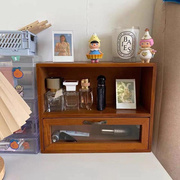 收纳桌面复古盒抽屉，化妆品置物架式木质，实木柜上zakka物桌杯子储