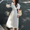 法式温柔方领白色连衣裙女夏季小个子泡泡袖显瘦气质高腰长裙