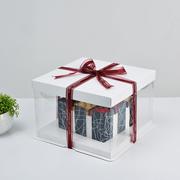 2018生日蛋糕盒6 8寸透明蛋糕盒可视蛋糕盒子可爱白色包装盒