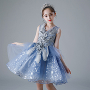儿童礼服公主裙高端模特走秀洋气短款钢琴，演奏女童主持人蓬蓬纱夏