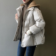 法式2023冬季羽绒棉服女减龄重工毛线帽韩版外套女加厚保暖潮