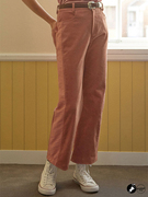 代理loclegridxbill粉红灯芯绒复古工装直筒裤，18bb35