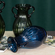 玻璃花瓶简约花器创意时尚家居，装饰品仿真花假花花插双耳花瓶