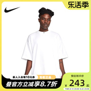 耐克男子白T恤纯棉2024夏运动法式毛圈短袖针织衫DX0188-100