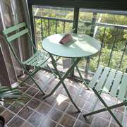 户外阳台小桌椅茶几三件套装庭院铁艺露台家用小餐桌圆桌折叠防水