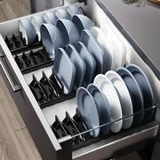 碗家用厨房柜内碗盘收纳架，抽屉碗架内置碗碟，沥水架盘子分隔置物架