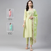 印度女装旁遮比3件套纯棉，印花薄款中长款民族，风异域风服饰3色