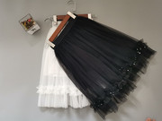 网纱裙女半身裙中长款2024很仙的百褶裙黑色，长裙仙女裙子夏季