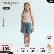 teenieweeniekids小熊童装24年夏女童(夏女童)纯色，透气泡泡袖polo衫