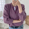 香芋紫毛衣女开衫外套女学院风2022秋季女装韩版长袖纯色上衣
