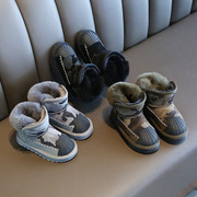 儿童雪地靴2023年冬季女童 保暖鞋子加绒加厚男童棉鞋雪地靴