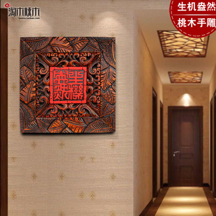 现代新中式轻奢壁饰墙面大挂件，客厅门口背景酒店，玄关餐厅过道木质