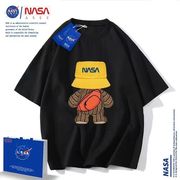 NASA联名背面小熊夏季纯棉正肩短袖男女t恤宽松情侣ing休闲上衣潮