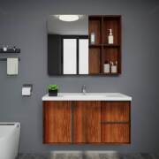 法蒽莎橡木浴室柜组合新中式简约乌金木梳洗柜陶瓷洗手盆卫浴柜