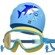儿童泳镜防水防雾高清大(高清大)框男童女童，专业游泳装备泳帽泳镜潜水套装