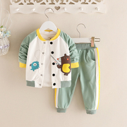 男童秋装两件套0-1-2-3岁酷帅婴儿童衣服潮洋气，4女宝宝春秋季套装