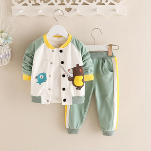 男童秋装两件套0-1-2-3岁酷帅婴儿童，衣服潮洋气4女宝宝，春秋季套装