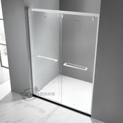 窄边框304不锈钢白色淋浴房一字形，移门沐浴房整体浴室隔断推拉门