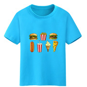汉堡短袖可乐男女儿童装冰淇淋青少年上衣小子孩T恤纯棉衣服卡通