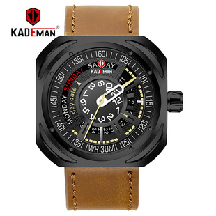 男防水皮带手表电商创意士潮流个性，运动kademan卡德曼663方形