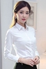 100%纯棉白衬衫女长袖韩版修身长袖，职业装衬衣女工作服正装学生女