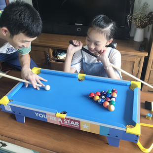 台球桌黑8美式木制桌球台家庭亲子游戏儿童，玩具男礼物3-6-8岁