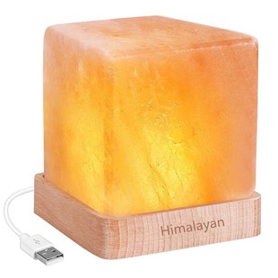 盐灯 喜马拉雅水晶盐灯创意卧室书房可充电矿石小夜灯USB风水灯