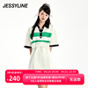 杰茜莱黑白拼色收腰翻领，连衣裙女高级感夏显瘦裙子jessyline