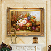 欧式纯手绘古典花卉油画美式客厅餐厅静物牡丹装饰画玄关卧室挂画