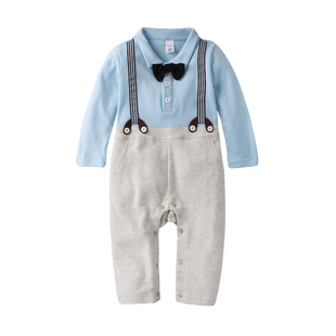 augelute童装婴儿爬服男宝宝绅士，领结长袖造型，哈衣连身服61093