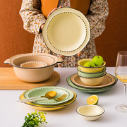 釉下彩碗家用高颜值碗盘，碗筷组合陶瓷日式餐具，碗碟米饭碗