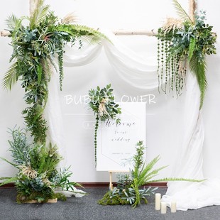 定制森系拱门花假花仿真花婚礼绿色植物布置商场摄影拍照道具