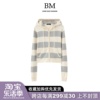 BM Fashion 美式复古条纹毛衣女bm短款针织开衫外套蓝灰条纹百搭